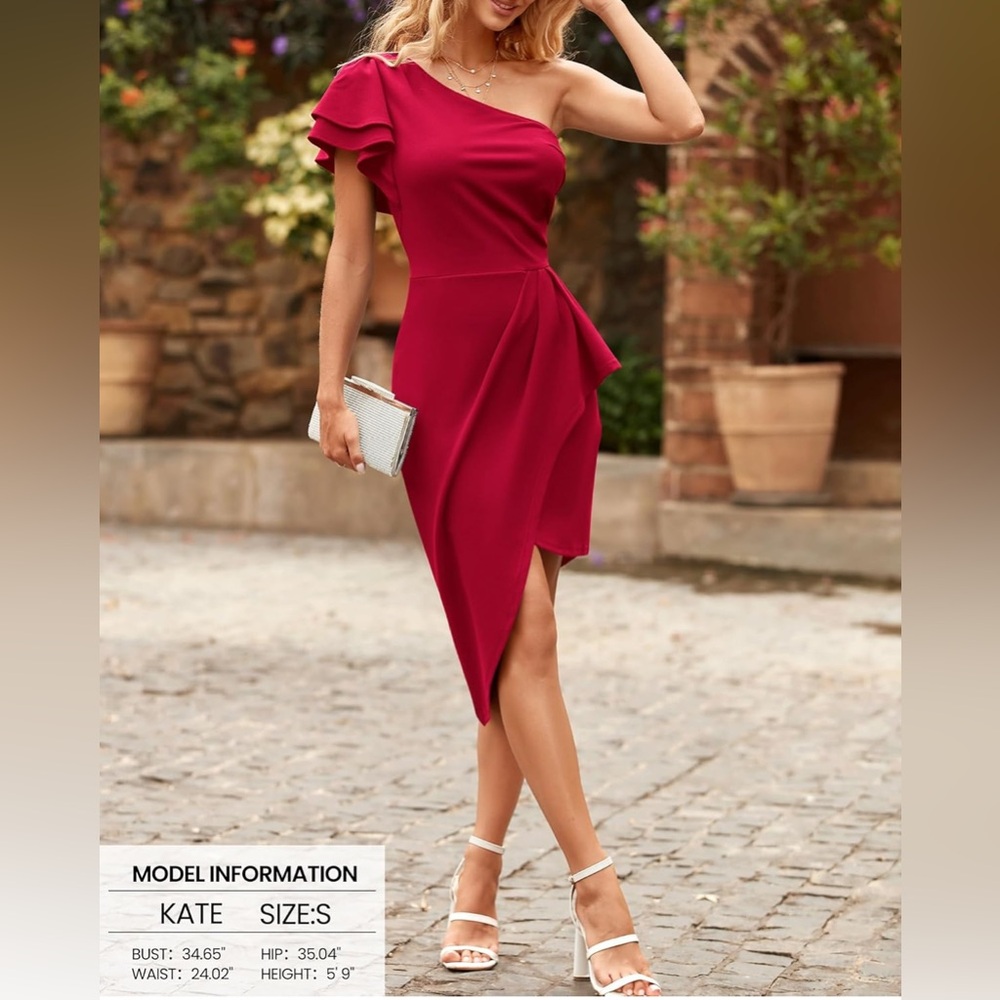 Elegant Red One-Shoulder Dress